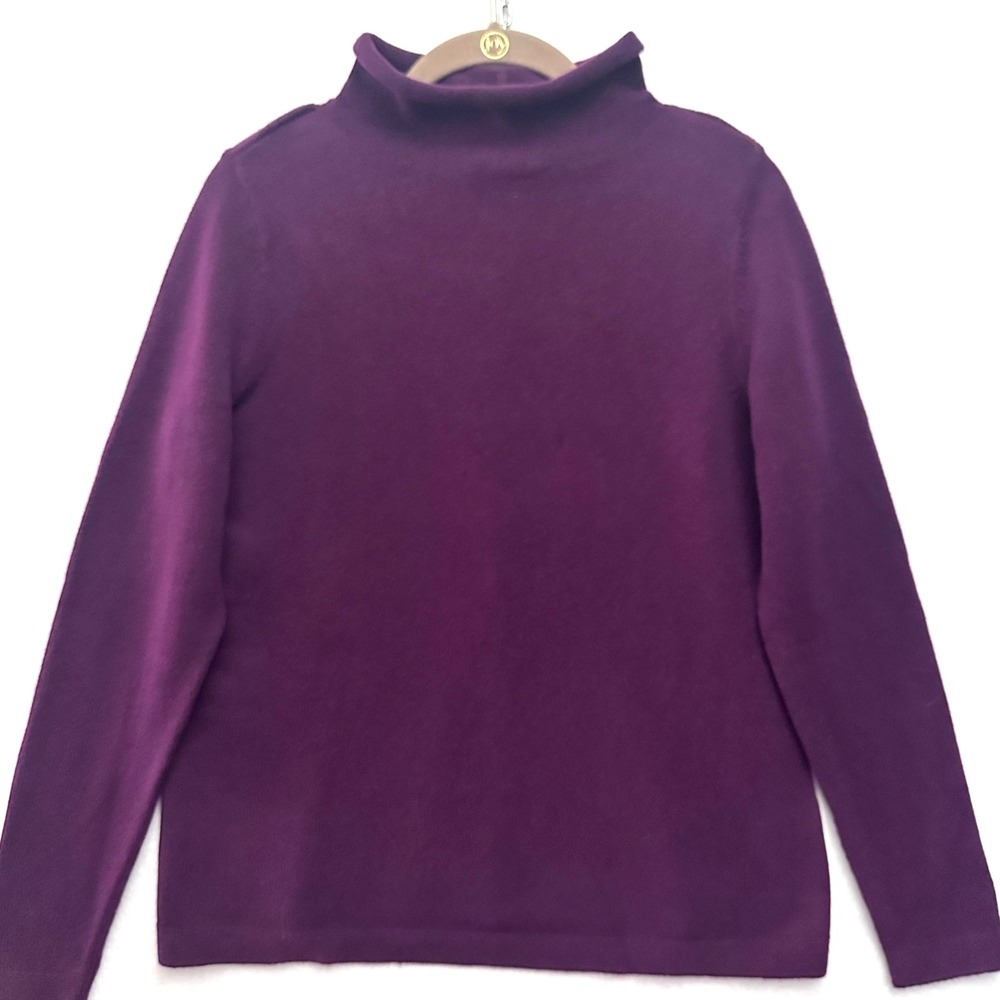 J. Jill Womens XS Petite Roll Neck Funnel Mock Plum Wine Purple Knit Sweater